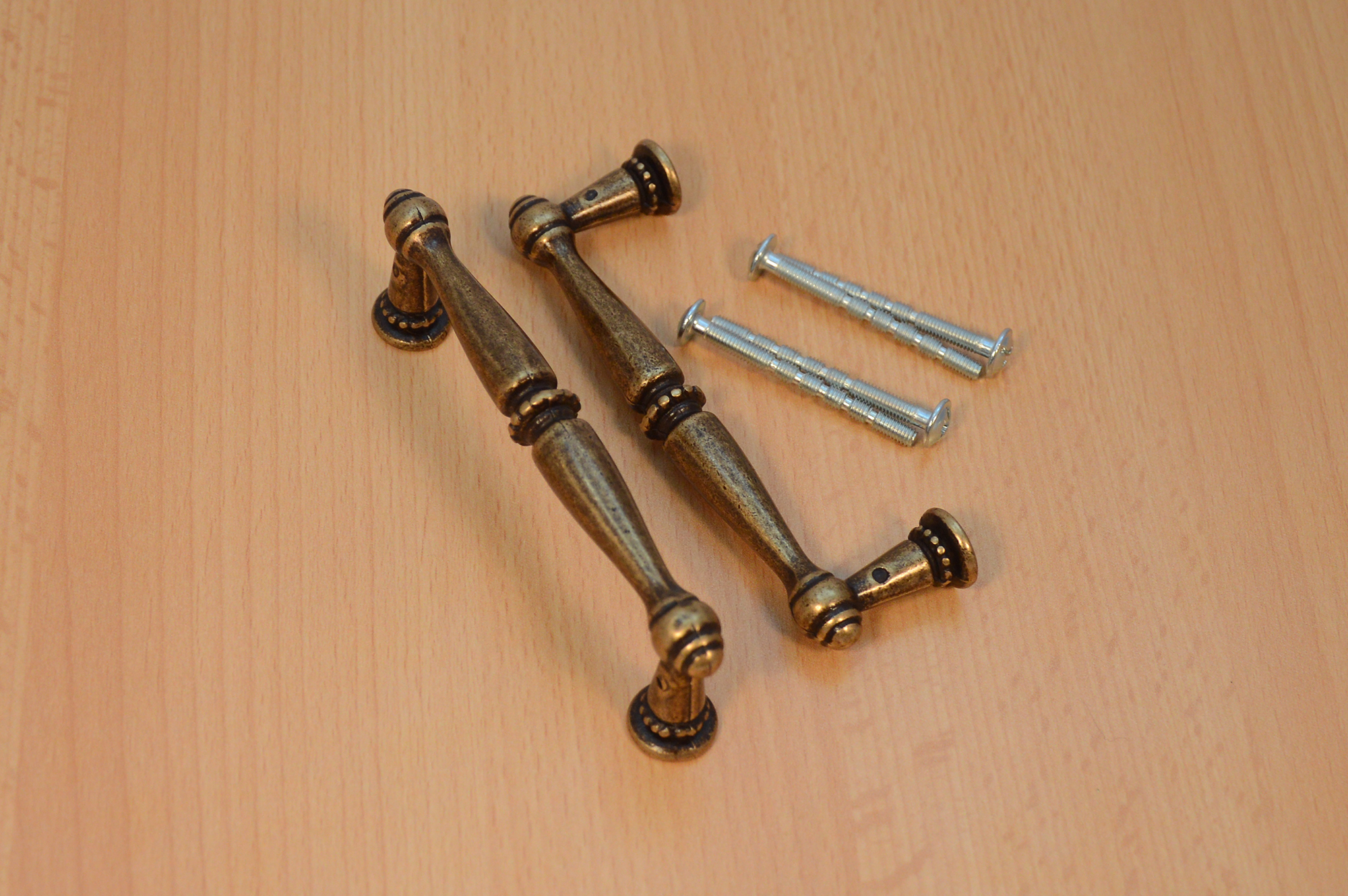 2x Möbelknöpfe Schrankgriffe Küchengriffe Griff Knopf Messing antik